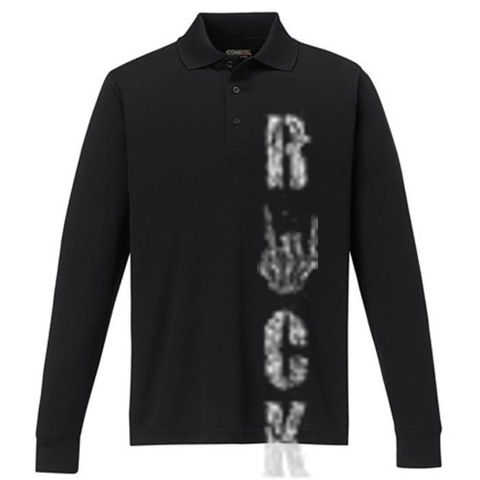 Rock On Band For  Rock And Roll Performance Long Sleeve Polo