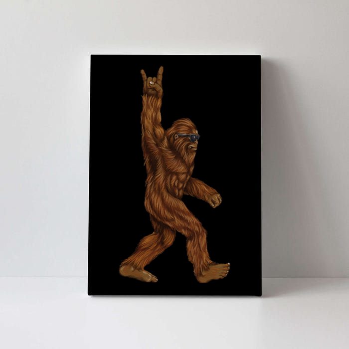 Rock On Bigfoot Sasquatch Loves Rock And Roll Sunglasses On Canvas