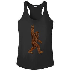 Rock On Bigfoot Sasquatch Loves Rock And Roll Sunglasses On Ladies PosiCharge Competitor Racerback Tank