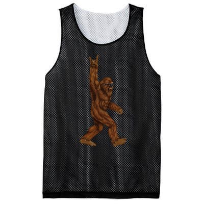 Rock On Bigfoot Sasquatch Loves Rock And Roll Sunglasses On Mesh Reversible Basketball Jersey Tank