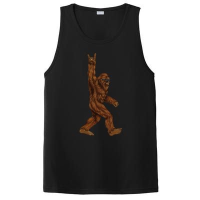 Rock On Bigfoot Sasquatch Loves Rock And Roll Sunglasses On PosiCharge Competitor Tank