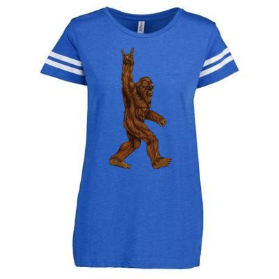 Rock On Bigfoot Sasquatch Loves Rock And Roll Sunglasses On Enza Ladies Jersey Football T-Shirt