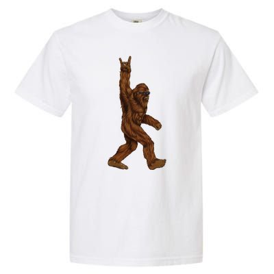 Rock On Bigfoot Sasquatch Loves Rock And Roll Sunglasses On Garment-Dyed Heavyweight T-Shirt