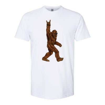 Rock On Bigfoot Sasquatch Loves Rock And Roll Sunglasses On Softstyle CVC T-Shirt