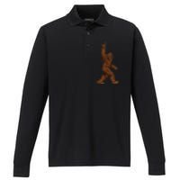 Rock On Bigfoot Sasquatch Loves Rock And Roll Sunglasses On Performance Long Sleeve Polo