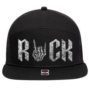 Rock On Band For  Rock And Roll 7 Panel Mesh Trucker Snapback Hat