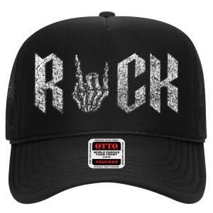 Rock On Band For  Rock And Roll High Crown Mesh Back Trucker Hat