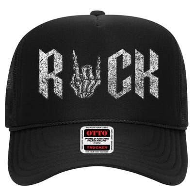 Rock On Band For  Rock And Roll High Crown Mesh Back Trucker Hat