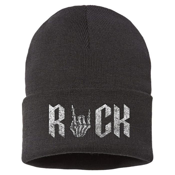 Rock On Band For  Rock And Roll Sustainable Knit Beanie