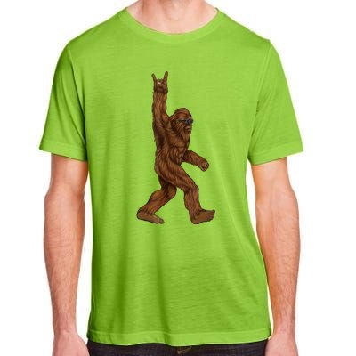 Rock On Bigfoot Sasquatch Loves Rock And Roll Sunglasses On Adult ChromaSoft Performance T-Shirt