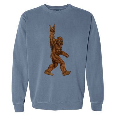 Rock On Bigfoot Sasquatch Loves Rock And Roll Sunglasses On Garment-Dyed Sweatshirt