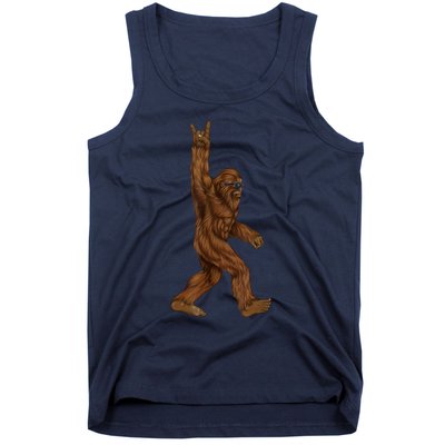 Rock On Bigfoot Sasquatch Loves Rock And Roll Sunglasses On Tank Top