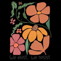 Retro Orange Blooms Groovy Floral We Exist We Resist Sustainable Bucket Hat