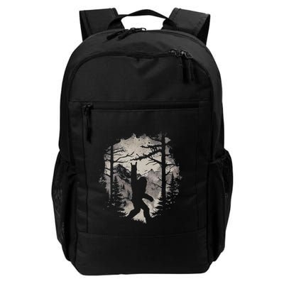 Rock On Bigfoot Sasquatch Loves Rock And Roll Mountain Trees Daily Commute Backpack