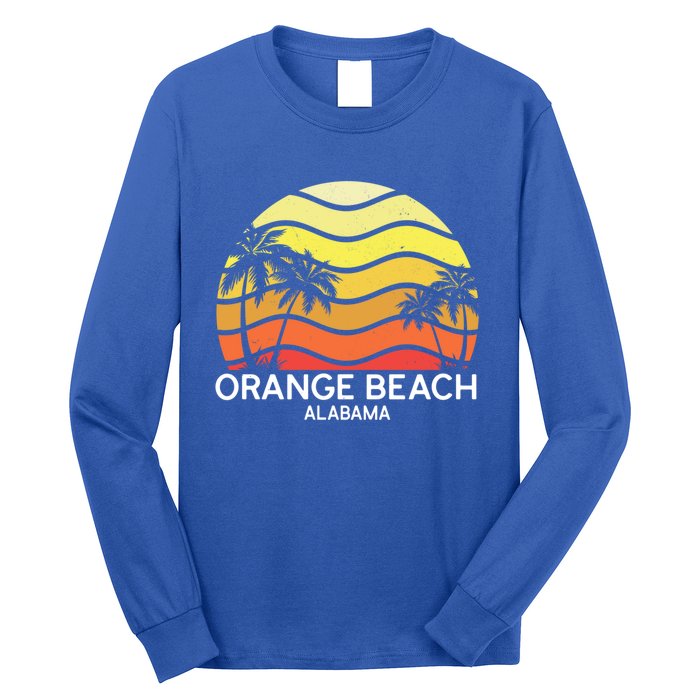 Retro Orange Beach Beach Vintage Vacation Alabama State Gift Long Sleeve Shirt