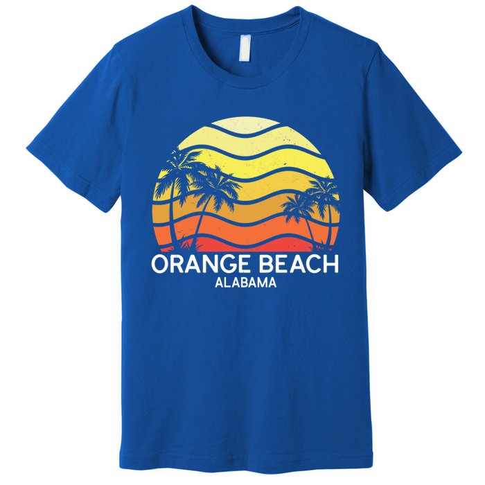 Retro Orange Beach Beach Vintage Vacation Alabama State Gift Premium T-Shirt