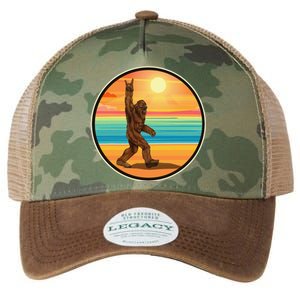 Rock On Bigfoot Sasquatch Loves Rock And Roll Sunglasses Legacy Tie Dye Trucker Hat