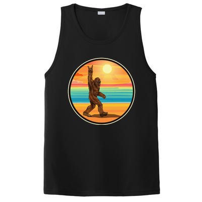 Rock On Bigfoot Sasquatch Loves Rock And Roll Sunglasses PosiCharge Competitor Tank