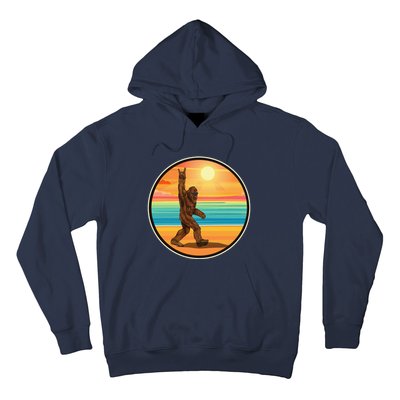 Rock On Bigfoot Sasquatch Loves Rock And Roll Sunglasses Hoodie