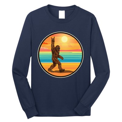 Rock On Bigfoot Sasquatch Loves Rock And Roll Sunglasses Long Sleeve Shirt