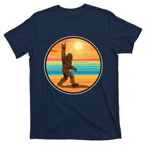 Rock On Bigfoot Sasquatch Loves Rock And Roll Sunglasses T-Shirt