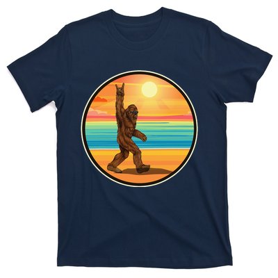 Rock On Bigfoot Sasquatch Loves Rock And Roll Sunglasses T-Shirt