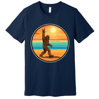 Rock On Bigfoot Sasquatch Loves Rock And Roll Sunglasses Premium T-Shirt