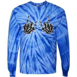 Rock On Band Rock And Roll Halloween Skeleton Hands Tie-Dye Long Sleeve Shirt