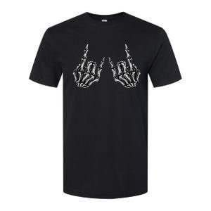 Rock On Band Rock And Roll Halloween Skeleton Hands Softstyle CVC T-Shirt