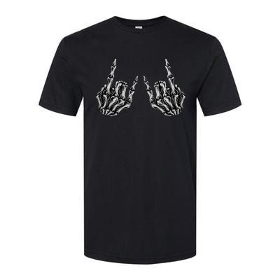 Rock On Band Rock And Roll Halloween Skeleton Hands Softstyle® CVC T-Shirt