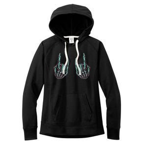 Rock On Band Rock And Roll Halloween Skeleton Hands Women's Fleece Hoodie