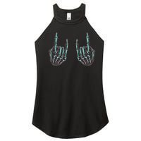 Rock On Band Rock And Roll Halloween Skeleton Hands Women's Perfect Tri Rocker Tank