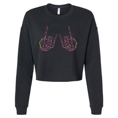 Rock On Band Tees For Women Rock And Roll Cropped Pullover Crew