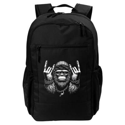 Rock On Bigfoot Sasquatch Rock And Roll Rock Music Band Daily Commute Backpack