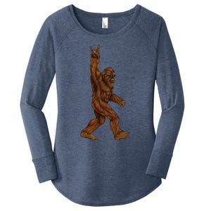 Rock On Bigfoot Sasquatch Loves Rock And Roll Sunglasses On Women's Perfect Tri Tunic Long Sleeve Shirt