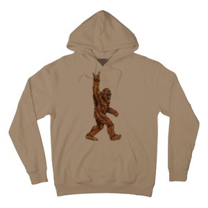 Rock On Bigfoot Sasquatch Loves Rock And Roll Sunglasses On Hoodie