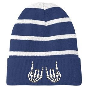 Rock On Band Rock And Roll Halloween Costume Striped Beanie with Solid Band