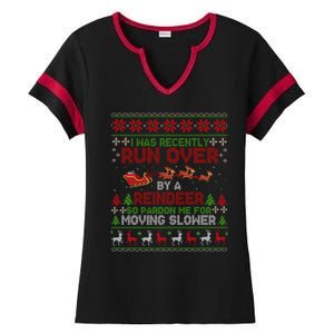 Run Over By A Reindeer Christmas So Pardon Me Gift For Christmas Ladies Halftime Notch Neck Tee