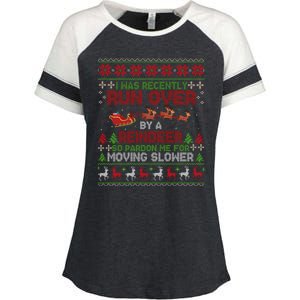 Run Over By A Reindeer Christmas So Pardon Me Gift For Christmas Enza Ladies Jersey Colorblock Tee