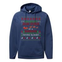 Run Over By A Reindeer Christmas So Pardon Me Gift For Christmas Performance Fleece Hoodie