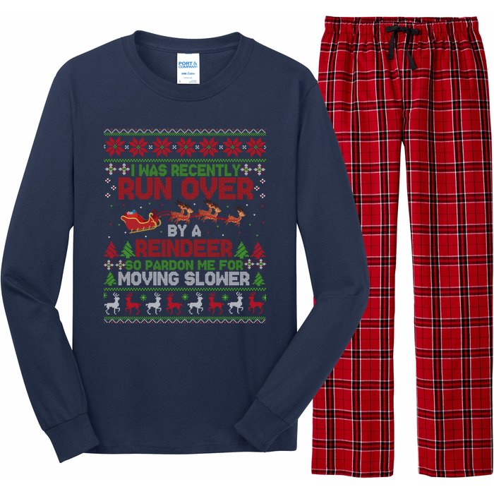 Run Over By A Reindeer Christmas So Pardon Me Gift For Christmas Long Sleeve Pajama Set