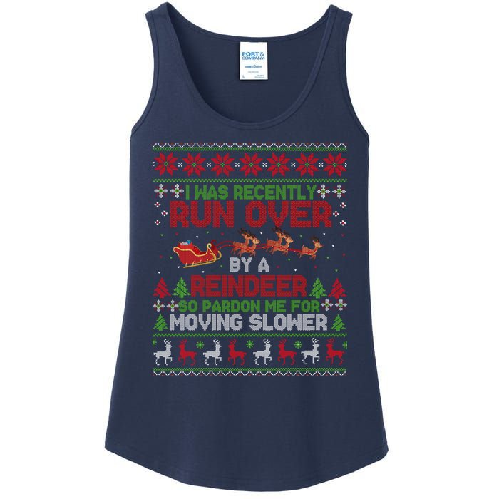 Run Over By A Reindeer Christmas So Pardon Me Gift For Christmas Ladies Essential Tank