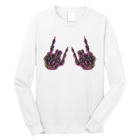 Rock On Band Tees Rock And Roll Skeleton Hands Graphic Tees Long Sleeve Shirt