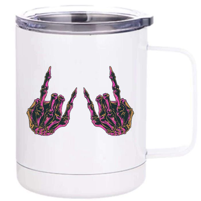 Rock On Band Tees Rock And Roll Skeleton Hands Graphic Tees 12 oz Stainless Steel Tumbler Cup