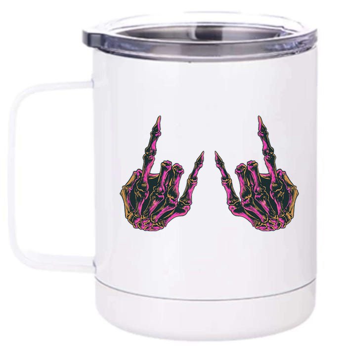 Rock On Band Tees Rock And Roll Skeleton Hands Graphic Tees 12 oz Stainless Steel Tumbler Cup