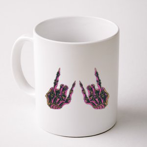 Rock On Band Tees Rock And Roll Skeleton Hands Graphic Tees Coffee Mug