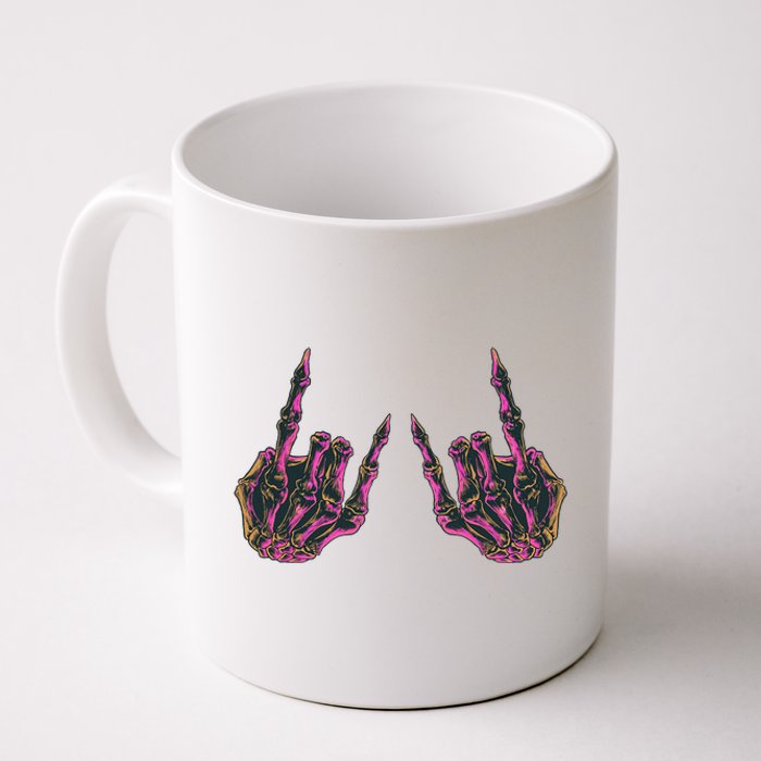 Rock On Band Tees Rock And Roll Skeleton Hands Graphic Tees Coffee Mug