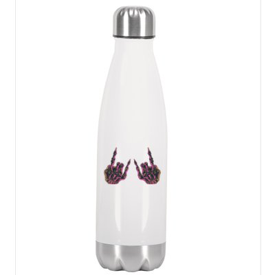 Rock On Band Tees Rock And Roll Skeleton Hands Graphic Tees Stainless Steel Insulated Water Bottle