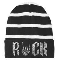 Rock On Band S For Women Rock And Roll Striped Beanie with Solid Band