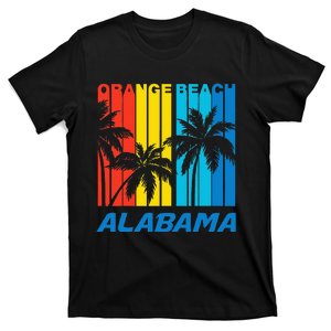 Retro Orange Beach Alabama Palm Trees Vacation T-Shirt